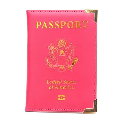 Passport Holder, Leather with Gold Hardware Corners - 11