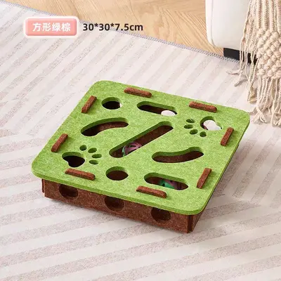 Yavru kedi ve kediler için kedi oyuncağı, kendi kendine eğlence, can sıkıntısı giderici gadget, eğitici labirent, delik delme keçe kutusu, kedi zil topunu alay ediyor. - 7