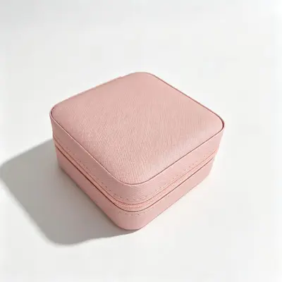 Square jewelry storage box, travel jewelry box, mini leather zipper pouch, portable necklace ring box - 9