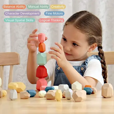 Wooden Stacking Stones Balance Game, Children's Educational Toy - 3