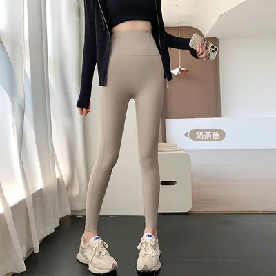 Kadın Yüksek Bel Kaşmir Tüylü Tayt, Elastik Karın Toplayıcı, Yoga Pantolonu - 11