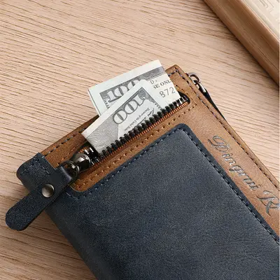 Men's Retro Zipper Small Bag, Multi-Card Slot Wallet - 5