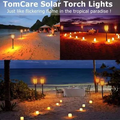 Waterproof 12 LED Solar-Powered Flame Garden Lamp