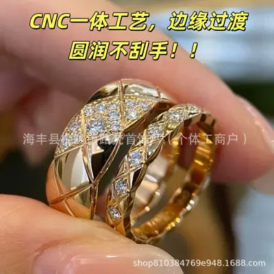 CNC gravürlü elmas yüzük, 18K kaplama, dar ve geniş versiyon - 4
