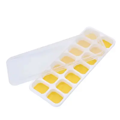 14-teilige Eiswürfelform mit weichem Boden, leicht zu entfernendes Eiswürfelbehälter, quadratische Silikon-Eiswürfelform, selbstgemachte Eiswürfelbehälter mit Deckel - 9