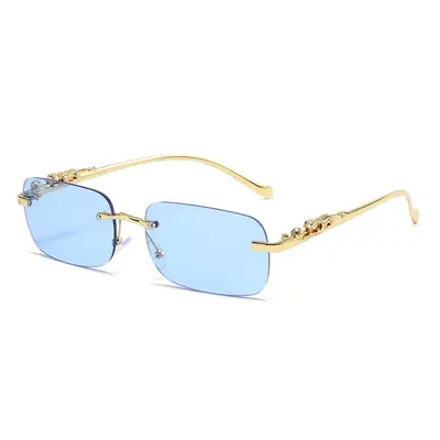 Metal Frameless Square Sunglasses for Driving, Retro Style - 3