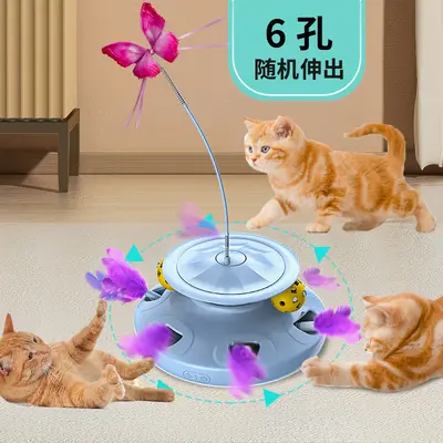 Cross-border popular cat teaser stick, electric cat toy turntable, automatic cat teaser, cat toy, self-play and boredom-relieving cat toy