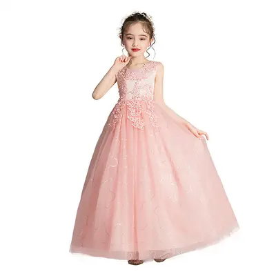 Mädchen-Prinzessinnenkleid aus Tüll, langes Modell, Größe 3-15 Jahre