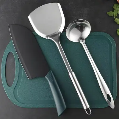 Mutfak bıçağı, kesme tahtası, paslanmaz çelik mutfak eşyaları, kalınlaştırılmış set, ev bıçağı, keskin dilimleme bıçağı, kesme tahtası, yurt mutfağı - 3