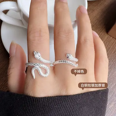 岚芷 个性雪花银蛇轻奢高级感饰品ins冷淡风不掉色925纯银戒指女