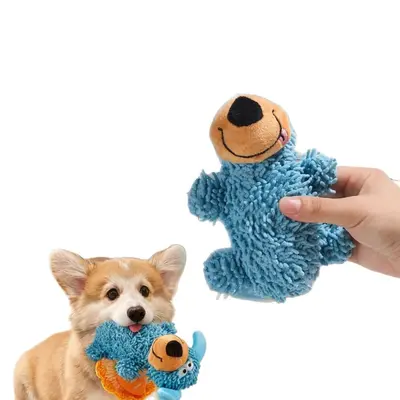 Прочная игрушка для собак для самостоятельной игры и жевания, снимает скуку у щенков и мелких собак, пищалка для прорезывания зубов, игрушка для собак в форме швабры с пищалкой - 6