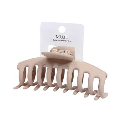 Card mounted high-quality rubber paint large grip simple brown hair clip barcode hair accessory back of head shark clip