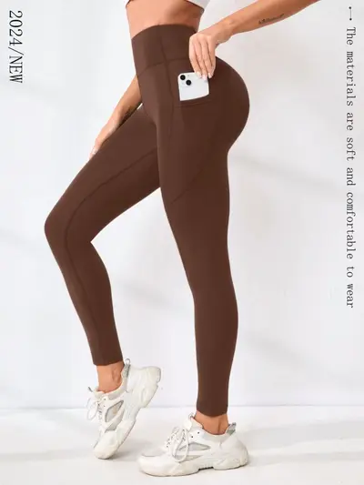 Women's High-Waist Yoga Leggings, Solid Color, for Running and Outdoor Sports - 11