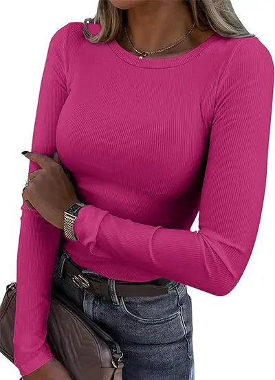 Damen-Langarmshirt, schmal, gerippt, Rundhals, elastisch - 12