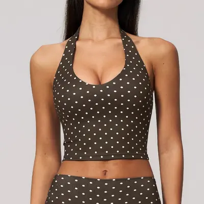 Yoga sports set deep V neck elastic patterned design - 10