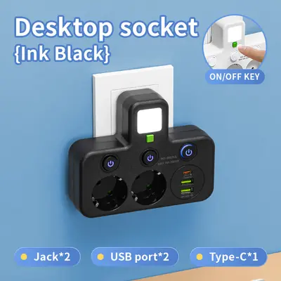 跨境欧规一转多款式开关USB-C插座带usb智能插座排插拖线板TypeC - 9