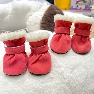 Yumuşak tabanlı peluşlu evcil hayvan botu, kapalı alan kış modeli - 8