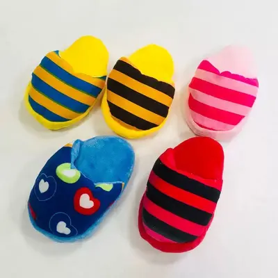 Squeaky Plush Slipper Dog Toy Chew-Resistant Small Breed - 3