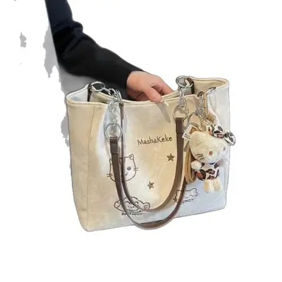 2025 sınır ötesi moda günlük tote çanta çok yönlü günlük kullanım koltuk altı çantası omuz çantası büyük kapasiteli öğrenci okul çantası