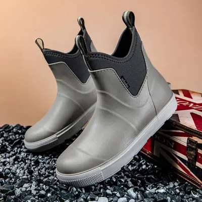 Herren-Regenstiefel braun, wasserdicht, verschleißfest, flach - 3