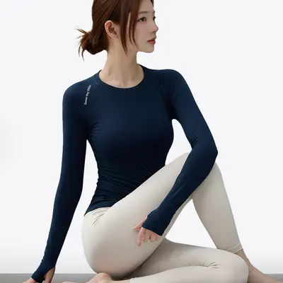 Raglan kollu kadın yoga üstü, hızlı kuruyan, harf baskılı, bahar yaz - 8