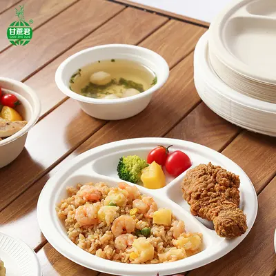 Tek kullanımlık şeker kamışı lifi tabak, 6-10 inç, beyaz