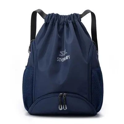 Waterproof Sports Bag with Separate Shoe Compartment and Drawstring Backpack - 13