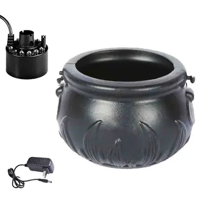 12 LED Halloween Witch Bucket Smoke Machine, Big Witch Cauldron Fog Head, Witch Light with Color-Changing Ambience for Scene Decoration