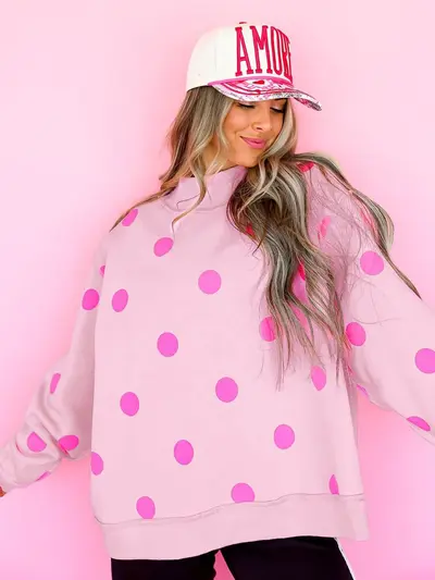 Women's Loose Polka Dot Long Sleeve Sweatshirt, Autumn 2026