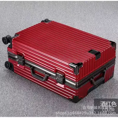 Aluminum Frame Combination Lock Suitcase with Universal Wheels - 4