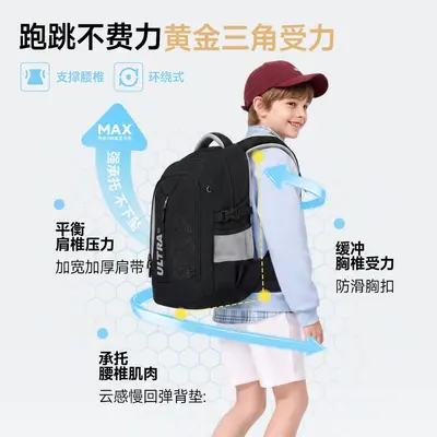 School backpack, ergonomic, dual-shoulder, large capacity, primary to high school