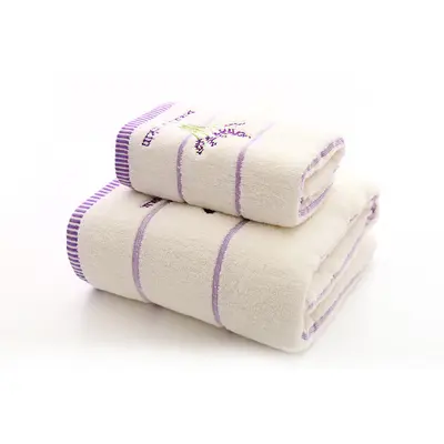 Pure cotton bath towel set, thick and soft, 3 pieces - 10