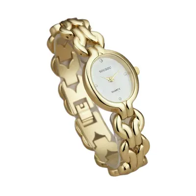 Women's Cuban chain quartz watch multicolor dial - 6