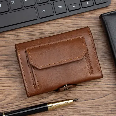 Men's Wallet Handbag with Snap-Button Coin Pocket and Multi-Card Slots - 8