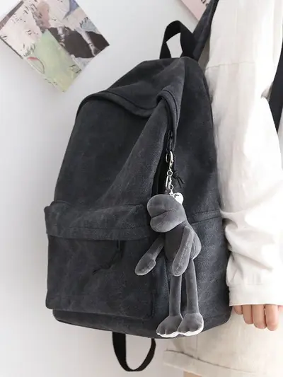 Durable Canvas Backpack, Solid Color, Large Capacity, 2025 Model
