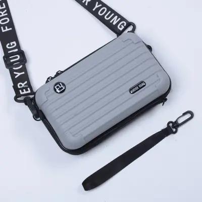 7 inch hard shell waterproof cosmetic bag, large capacity, crossbody strap - 11