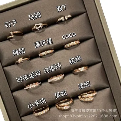 驴家万花筒满天星双T戒指高版镀18k金轻奢风coco蛇骨钉子情侣对戒