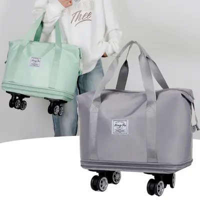 Expandable travel bag, wheeled, foldable, large capacity