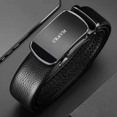 Guangzhou Genuine Leather Men's Belt with Automatic Buckle, Full Grain Cowhide Waist Belt, Premium Quality Men's New Style - 8