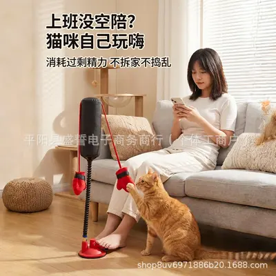 Spring Interactive Cat Boxing Stand, Self-Play Cat Toy - 4