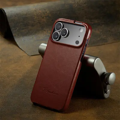 适用iPhone17 Air疯马纹上下翻盖手机皮套S26Plus保护套超薄商务 - 3