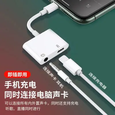 3-in-1 OTG Sound Card Adapter for iPhone with Charging and Mic Connection
