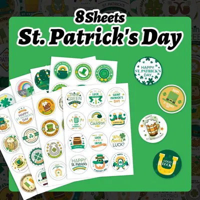 St. Patrick's Day Green Hat Stickers, Round Decorative Envelope Seals - 3