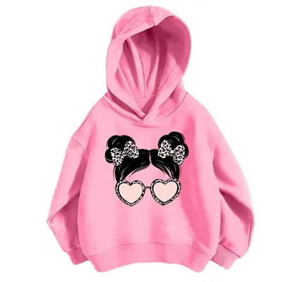 Kız çocuk bahar-sonbahar karikatür baskılı ince pamuklu sweatshirt