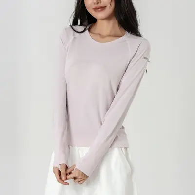 Autumn Round Neck Long Sleeve Running and Yoga Top, Nude Feel - 2