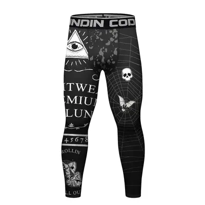 Men's Printed Compression Sports Long Pants for Running and Basketball - 10