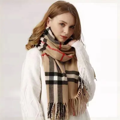 Шарф в клетку в стиле Burberry для женщин, теплый зимний шарф-шаль
