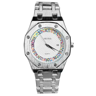 Men's quartz watch waterproof roman numerals steel strap - 6