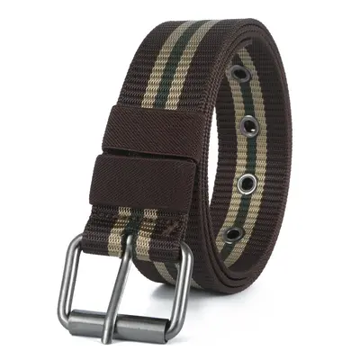 Herrenmode komfortabler Vollschnalle Nylon Taktikgürtel modischer vielseitiger gestreifter Leinengürtel - 8
