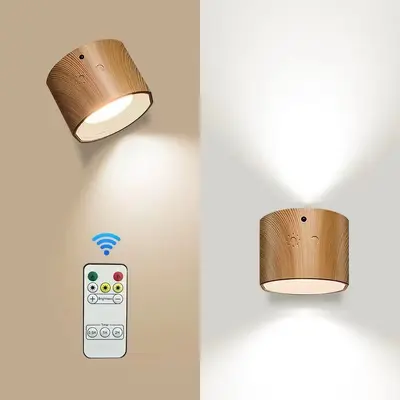 USB Rechargeable Magnetic LED Wall Light, No-Drill, Dimmable with Remote - 9